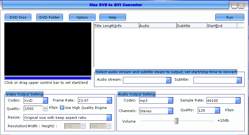 Click to view Max DVD to AVI Converter 6.4.0.1729 screenshot